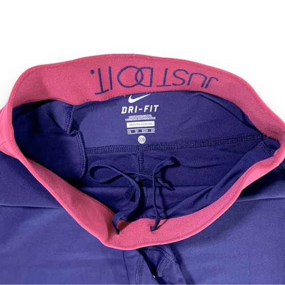 Nike Dri-Fit Relay Crop Leggings Dark Purple Foldover Waistband style 50… - Picture 2 of 10